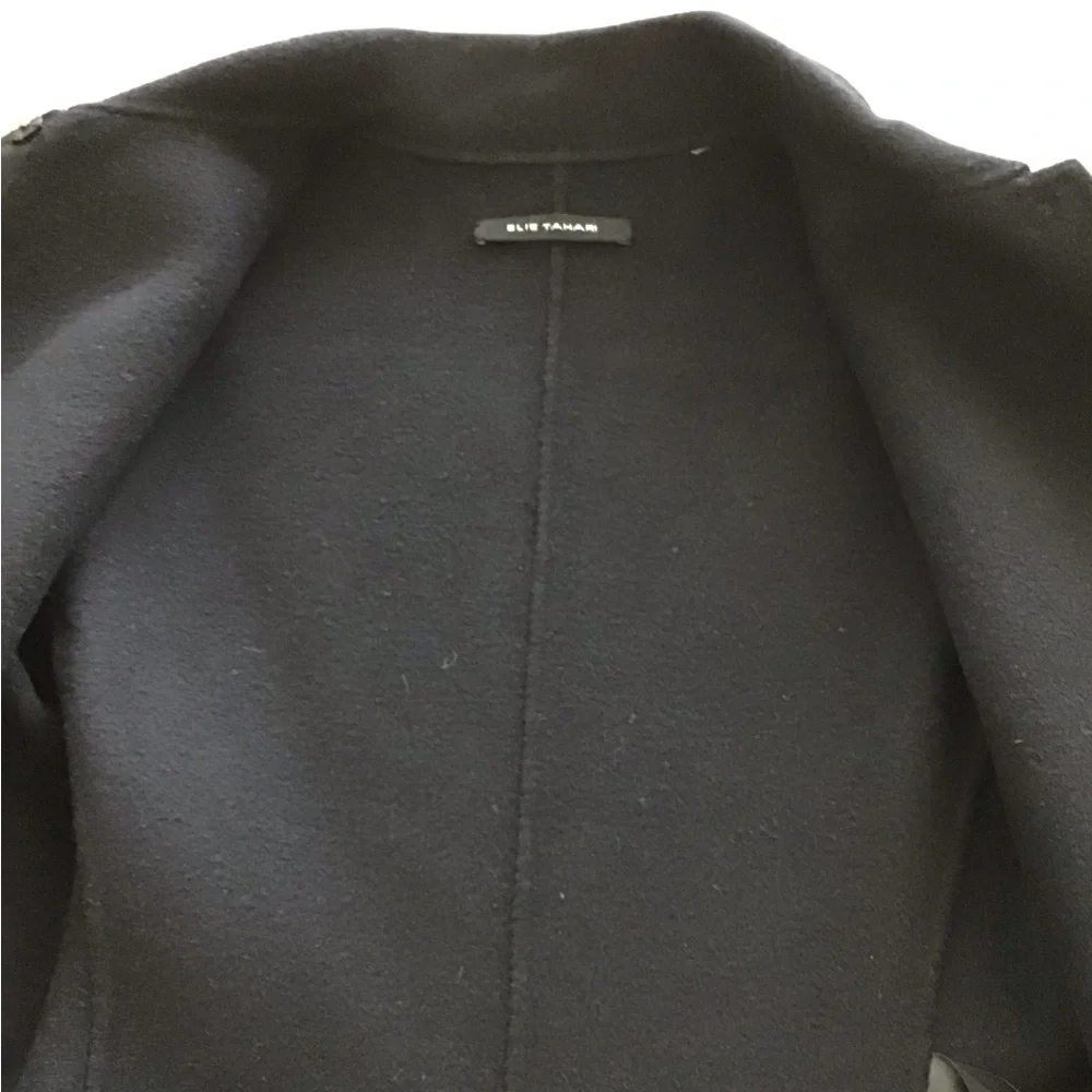 Elie Tahari black coat with snap buttons - Picture 4 of 6